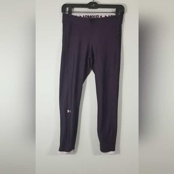 Under Armour Leggings Purple w/ White Hemline Trim and Logo on Leg. EUC. Size S. - Picture 1 of 5